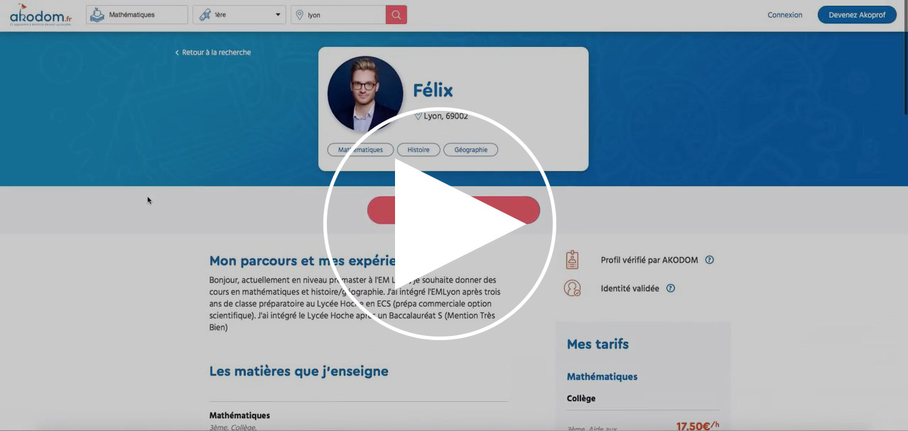 Tutoriel explicatif : comment trouver son professeur particulier à domicile sur Akodom